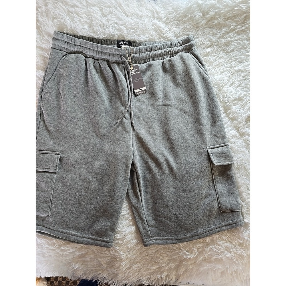 Jackson Hole Mens Shorts Size XXL 2XL Grey Cotton Fleece Cargo Casual Flat Front
